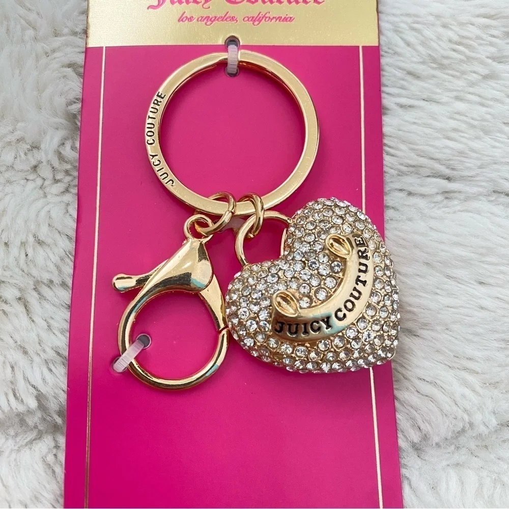 Juicy Couture Gold Pave Heart Purse Charm Keychain